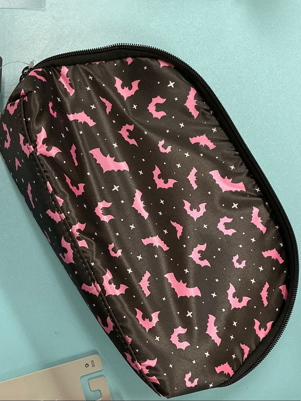 Ashland Halloween Pink Bat Print Black Cosmetic Pouch